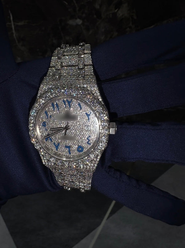 1:1 Iced Out Royal Blue Dial Wrist Bling